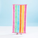 Double-Jacquard-Velour-Beach-Towel-Rainbow-Stripe Sale