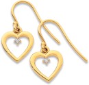 9ct-Diamond-Heart-Hook-Earrings Sale