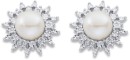 9ct-Freshwater-Pearl-Diamond-Cluster-Earrings Sale