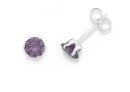 Sterling-Silver-Purple-Cubic-Zirconia-Round-6-Claw-Stud-Earrings Sale