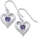 Sterling-Silver-Purple-Cubic-Zirconia-Heart-Hook-Earrings Sale