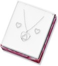 Sterling-Silver-Cubic-Zirconia-Open-Heart-Pendant-and-Earring-Set Sale