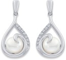 Sterling-Silver-Freshwater-Pearl-Cubic-Zirconia-Swirl-Studs Sale