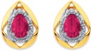 9ct-Created-Ruby-Diamond-Pear-Stud-Earrings Sale