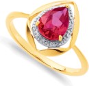 9ct-Created-Ruby-Diamond-Pear-Ring Sale