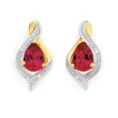 9ct-Created-Ruby-Diamond-Earrings Sale