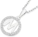 Sterling-Silver-Initial-M-in-Cubic-Zirconia-Round-Pendant Sale