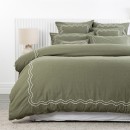 Amparo-Eva-Embroidered-100-Cotton-Duvet-Cover-Olive Sale