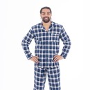 bbb-Sleep-Mens-100-Cotton-Flannelette-PJ-Set-Navy-Check Sale