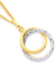 9ct-Two-Tone-Diamond-cut-Double-Circle-Pendant Sale
