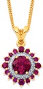 9ct-Created-Ruby-Diamond-Cluster-Pendant Sale