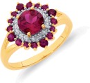 9ct-Created-Ruby-Diamond-Cluster-Ring Sale