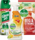 Dettol-Healthy-Clean-Trigger-Cleaner-750ml-Dettol-Big-Strong-Wipes-25-Pack-or-Glen-20-Disinfectant-Spray-300g Sale