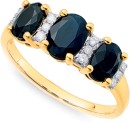 9ct-Black-Sapphire-Diamond-Trilogy-Ring Sale