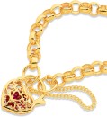 9ct-19cm-Created-Ruby-Filigree-Heart-Padlock-Bracelet Sale