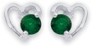 Silver-Dark-Green-Cubic-Zirconia-Open-Heart-Stud-Earrings Sale