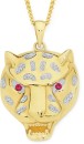 9ct-Created-Ruby-Diamond-Leopard-Gents-Pendant Sale