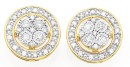 9ct-Two-Tone-Diamond-Round-Cluster-Stud-Earrings Sale
