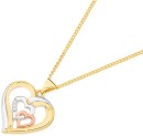 9ct-3-Tone-Diamond-Triple-Heart-Pendant Sale