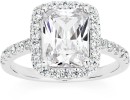 Sterling-Silver-Emerald-Cut-Cubic-Zirconia-with-Border-Ring Sale