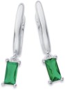 Sterling-Silver-Green-Rectangle-Drop-Huggie-Earrings Sale