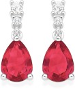Sterling-Silver-Pear-Red-Glass-Cubic-Zirconia-Drop-Studs Sale