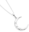 Sterling-Silver-Cubic-Zirconia-Crescent-Moon-Pendant Sale