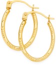9ct-10mm-Diamond-Cut-Striped-Oval-Hoop-Earrings Sale