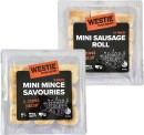 Westie-Pies-4-Pack-Savouries-Mixed-Trio-10-Pack-Mini-Mince-Savouries-9-Pack-or-Mini-Sausage-Rolls-12-Pack Sale