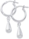 Sterling-Silver-12mm-Pear-Puff-Hoops Sale