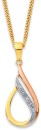 9ct-Tri-Tone-Diamond-Teardrop-Pendant Sale