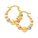 9ct-Tri-Tone-Ball-Textured-Hoops Sale