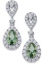 Sterling-Silver-Green-Cubic-Zirconia-Pear-Halo-Drop-Earrings Sale