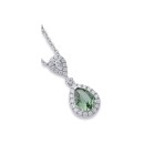 Sterling-Silver-Cubic-Zirconia-Green-Cubic-Zirconia-Pear-Halo-Drop-Pendant Sale