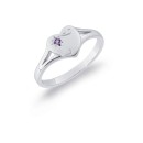 Sterling-Silver-Heart-with-Amethyst-Signet-Ring-Size-L Sale