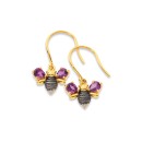 Eliza-9ct-Rhodolite-Garnet-with-Diamond-Bee-Earrings Sale