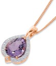 9ct-Rose-Gold-Pink-Amethyst-Diamond-Pendant Sale