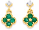 9ct-Emerald-and-Diamond-Clover-Drop-Earrings Sale