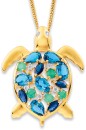 9ct-Multi-Gemstone-Diamond-Turtle-Pendant Sale