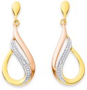 9ct-Tri-Tone-Diamond-Teardrop-Earrings Sale