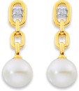 9ct-Freshwater-Pearl-Diamond-Link-Earrings Sale