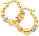 9ct-Tri-Tone-Ball-Textured-Hoops Sale