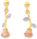 9ct-Tri-Tone-Rose-Drop-Stud-Earrings Sale