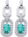 Sterling-Silver-Teal-White-Cubic-Zirconia-Drop-Earrings Sale