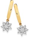 9ct-Diamond-Flower-Drop-Hoop-Earrings Sale