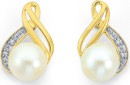 9ct-Freshwater-Pearl-Diamond-Earrings Sale