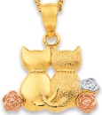 9ct-Tri-Tone-Sitting-Cats-Pendant Sale