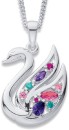 Sterling-Silver-Pink-Cubic-Zirconia-Swan-Pendant Sale
