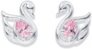 Sterling-Silver-Pink-Cubic-Zirconia-Swan-Stud-Earrings Sale