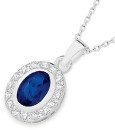 Sterling-Silver-Bezel-Blue-Glass-Cubic-Zirconia-Oval-Pendant Sale